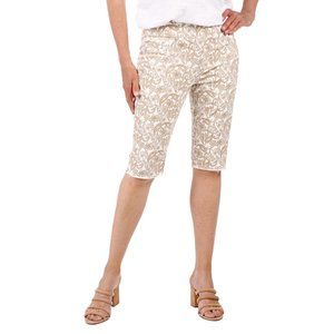 DG2 Diane Gilman - Frayed Hem Paisley Bermuda Short